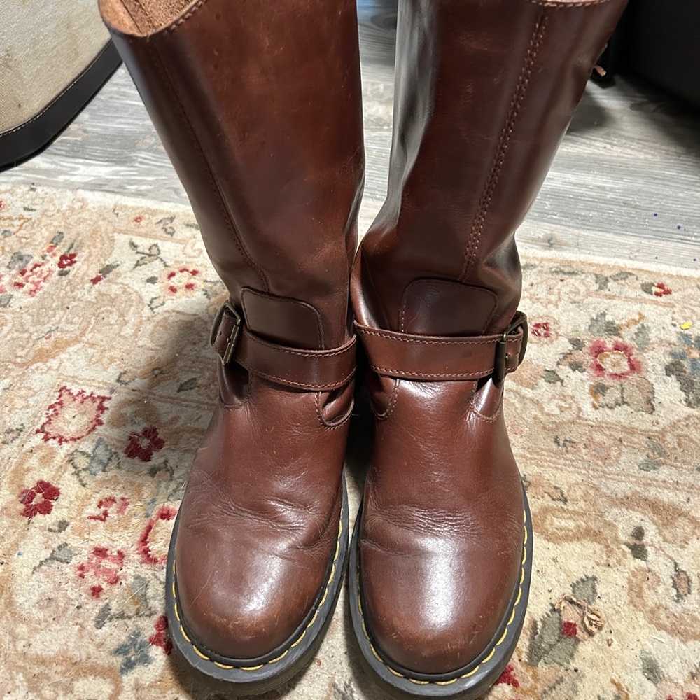 Dr Martens Rowena Mid Calf Brown Slouchy Soft Leather Women’s Boots Size 39 /8L